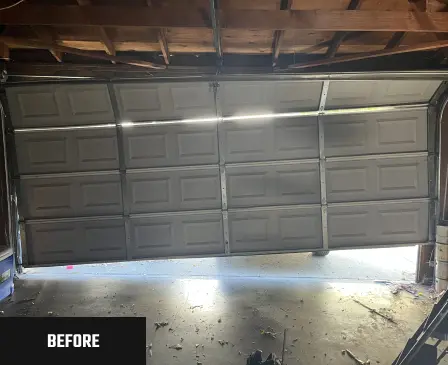 Garage door before repair, project 8